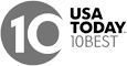 The image shows the "USA Today 10Best" logo, featuring a stylized "10" within a circle and the text "USA TODAY 10BEST" beside it.